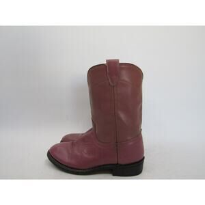 Acme Youth Size 1.5 N Narrow Width Pink Leather Roper Cowboy Western Boots